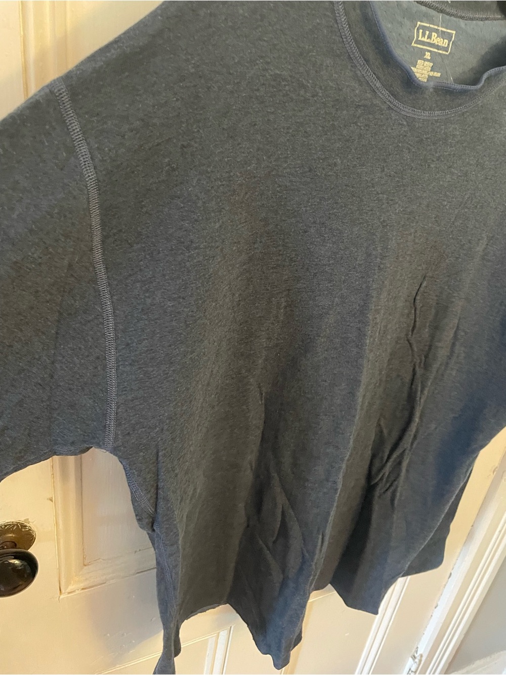 L.L.Bean Men’s XL Blue Wool Blend Long Sleeve Crewneck Shirt Made in Canada - Picture 3 of 4